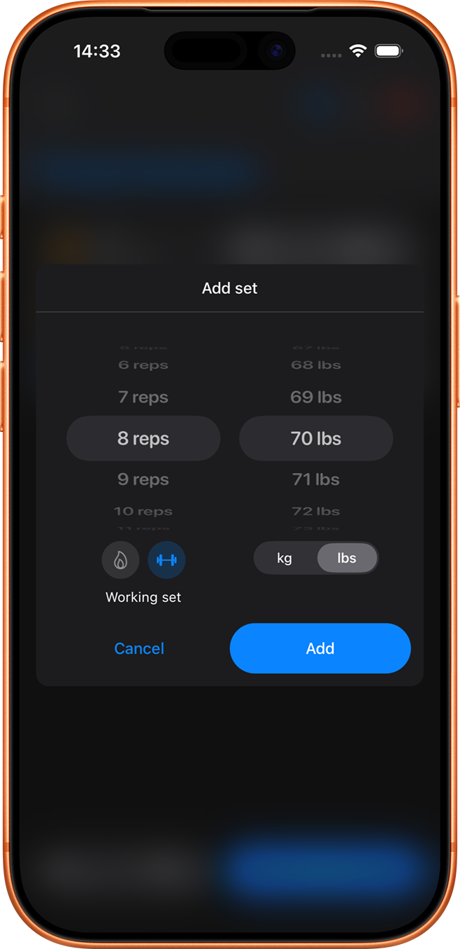 Warm-up and working sets - Gym app warmup-working-sets
